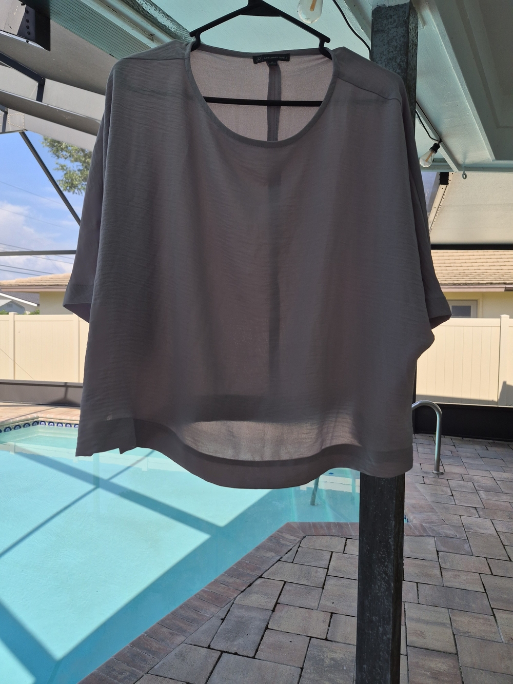 Adrianna Papell Light Gray Boxy Blouse